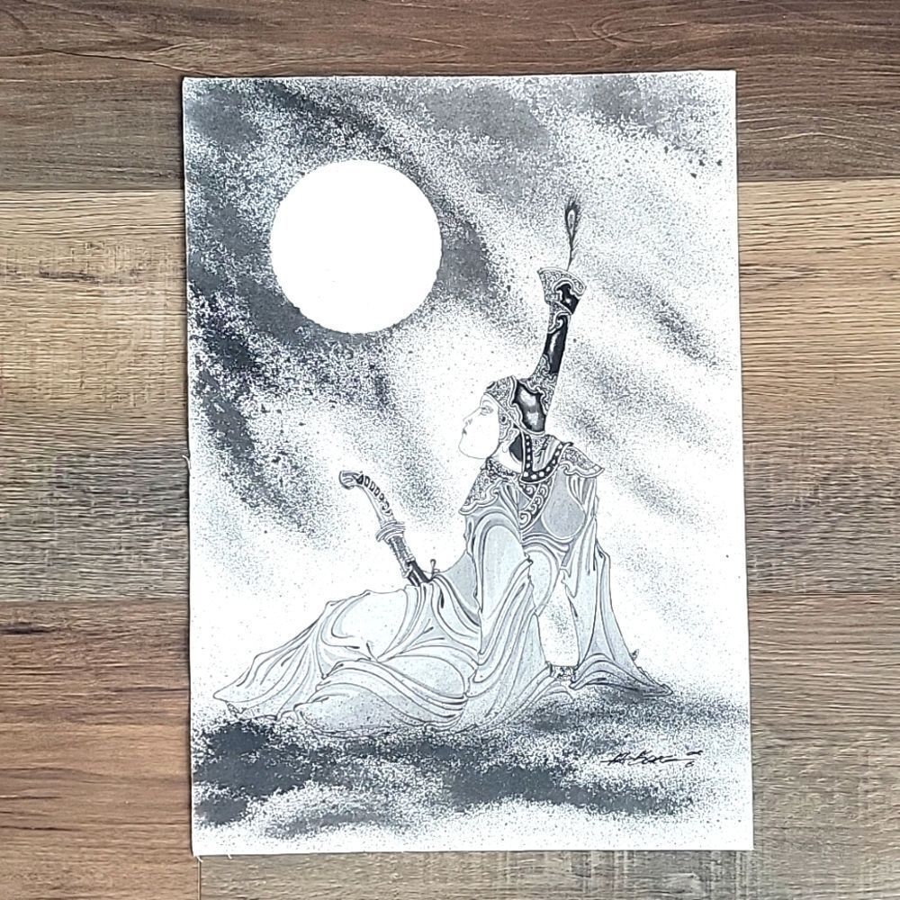 Original ink drawing, Samauri signed 12"X16.5